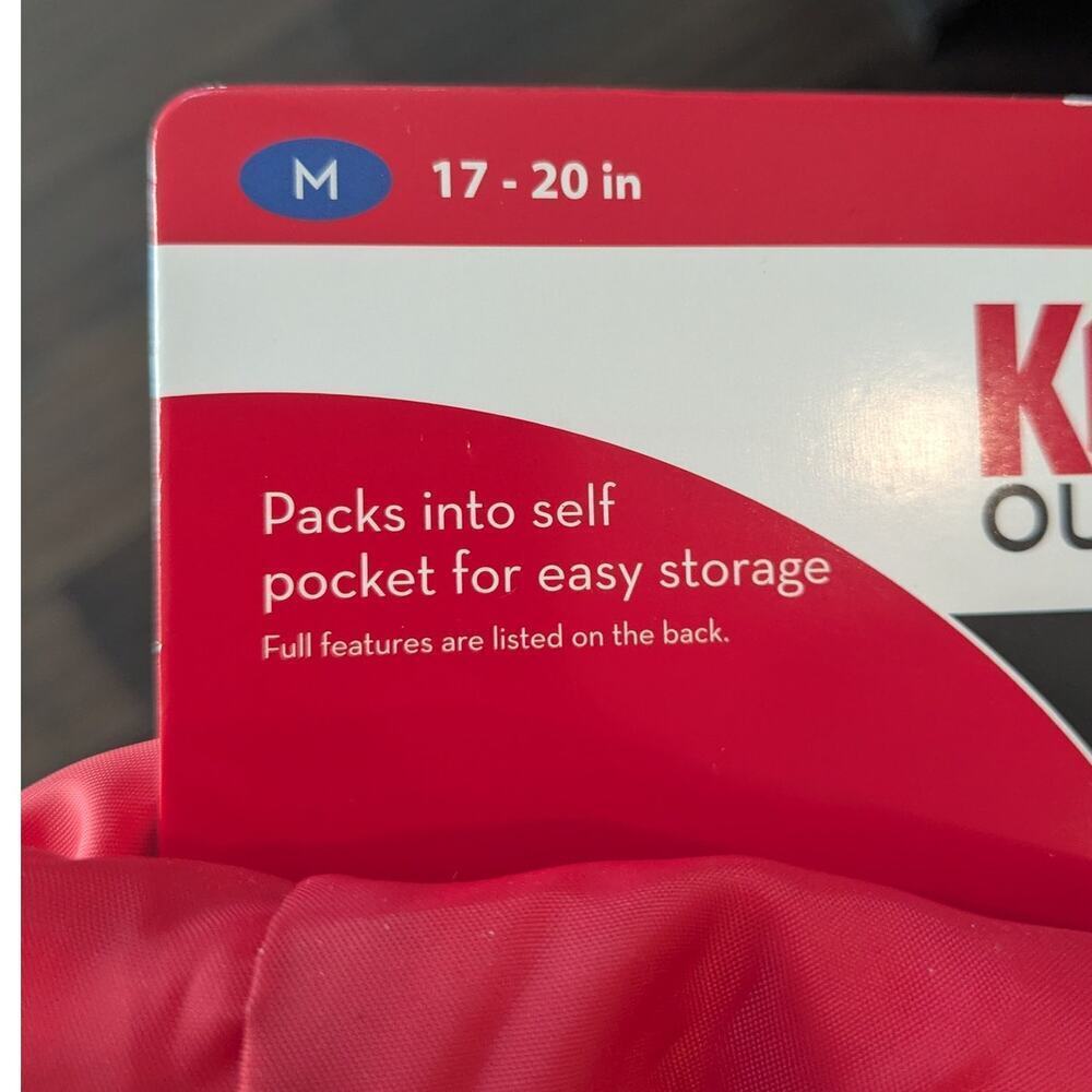 NEW Kong Packable Dog Rain Coat Jacket with Hood RED Size Medium  17"-20" - Picture 5 of 7